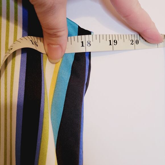 Emma and Michele blue and yellow striped wide leg jumpsuit size Med Retro Mod - Picture 9 of 12